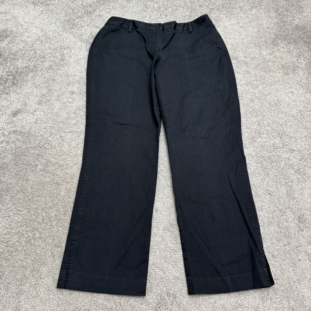 Sigrid Olsen Cotton Stretch Wide Leg Chino Trousers Womens 8 Black Career Pants